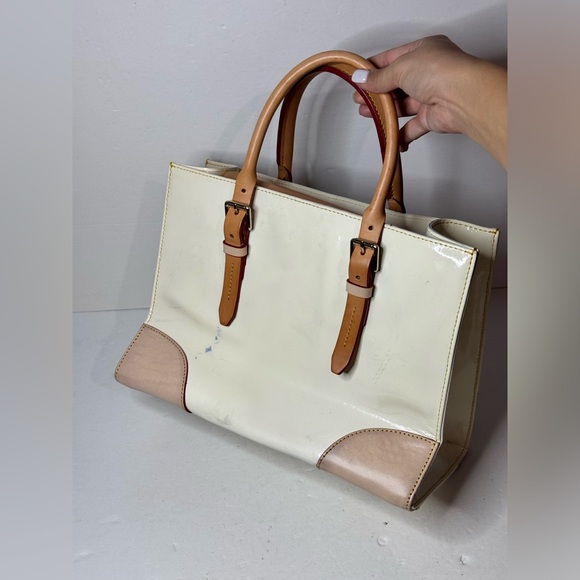 Dooney & Bourke Ivory Patent Janine Satchel Top Handle Bag - Picture 5 of 13